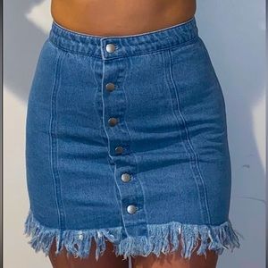 Forever 21 fringe button down denim mini skirt size S